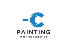 Painting logo template with initial C concept Premium Vector