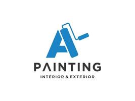 Painting logo template with initial A concept Premium Vector