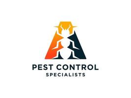 letra inicial un diseño de logotipo de control de plagas con combinación de forma de silueta de insecto. vector
