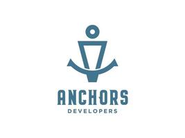 Logo Design N anchor artistic alphabet for boat ship navy nautical transport vector