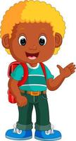 Boy with backpacks cartoon vector