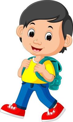 Cute boy with backpack cartoon