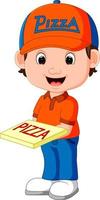 dibujos animados de repartidor de pizza vector