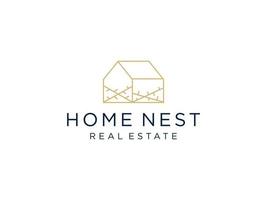 plantilla de logotipo de nido de hogar, ilustración de logotipo hecho a mano de rama de hogar vector