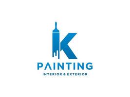 plantilla de logotipo de pintura con vector premium de concepto k inicial