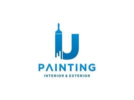 Painting logo template with initial U concept Premium Vector