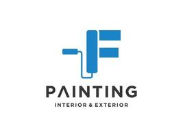 Painting logo template with initial F concept Premium Vector