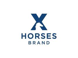 The logo design with the initial letter X is combined with a modern and professional horse head symbol vector