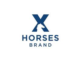 The logo design with the initial letter X is combined with a modern and professional horse head symbol vector