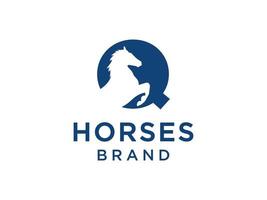 The logo design with the initial letter Q is combined with a modern and professional horse head symbol vector