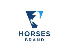 The logo design with the initial letter V is combined with a modern and professional horse head symbol vector