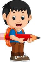 Boy with backpacks cartoon vector