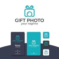 gift photo logo design, ribbon, band, camera vector