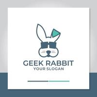 logo design rabbit with black glass vector