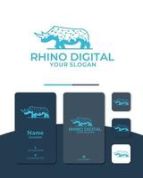 logo design rhino technology vector