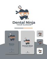 dental ninja with brush logo design vector,  or dental geek vector