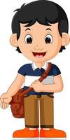 Cute boy go to school vector