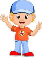 Cute boy cartoon good posing vector