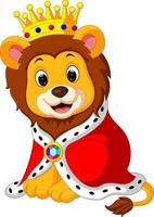 Cartoon lion in king outfit vector