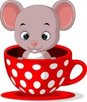 cute cartoon mouse in a cup vector