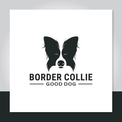 ogo design head dog, border collie, pet, icon symbol vector