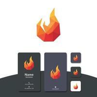 diseño de logotipo polígono llama, calor, fuego, icono de antorcha vector
