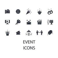 conjunto de iconos de eventos. elementos de vector de símbolo de paquete de evento para web de infografía