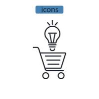 Los iconos de la solución de comercio electrónico simbolizan los elementos vectoriales para la web infográfica. vector