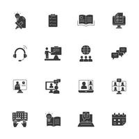 Online training icons set . Online training pack symbol vector elements for infographic web