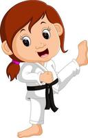 Cartoon girl practicing karate vector