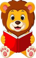 lion reading book vector