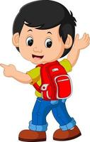 Boy with backpacks cartoon vector