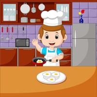 chefs with cooking set vector