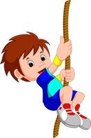 boy swinging on a rope vector