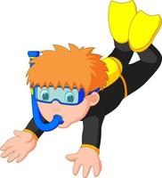diver boy cartoon vector