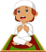 muslim boy praying vector