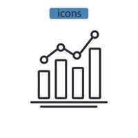 Los iconos de análisis simbolizan los elementos vectoriales para la web infográfica. vector