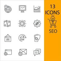 conjunto de iconos de seo. elementos de vector de símbolo de paquete de seo para web de infografía