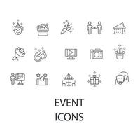 conjunto de iconos de eventos. elementos de vector de símbolo de paquete de evento para web de infografía