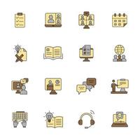 Online training icons set . Online training pack symbol vector elements for infographic web