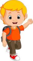 Boy with backpacks cartoon vector