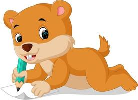 cartoon chipmunk holding pencil vector