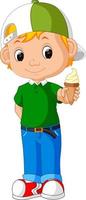 Cute boy cartoon licking ice cream vector