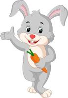 cartoon rabbit holding carrot vector