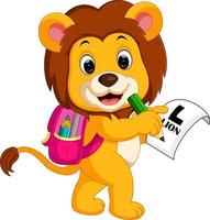 lion going to school vector