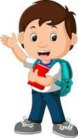 Boy with backpacks cartoon vector