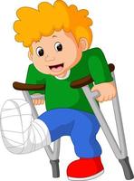 little man with broken leg vector