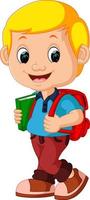 Boy with backpacks cartoon vector