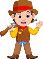 Cartoon cowboy with a gun vector