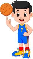 niño jugador de baloncesto vector